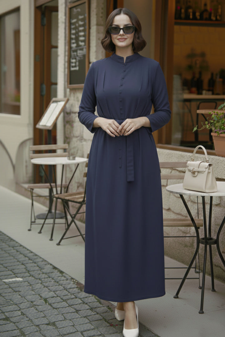 BNG Women Düğmeli Tesettür Elbise N7204 Antrasit - Mansfield
