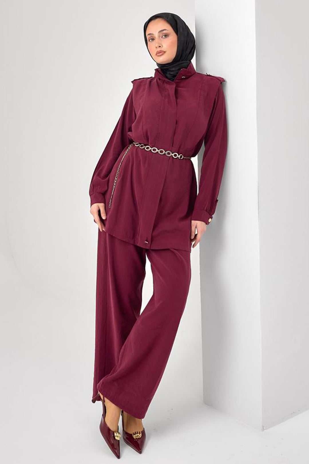 BNG Women Tesettür İkili Takım N7202 Bordo - San Buenaventura