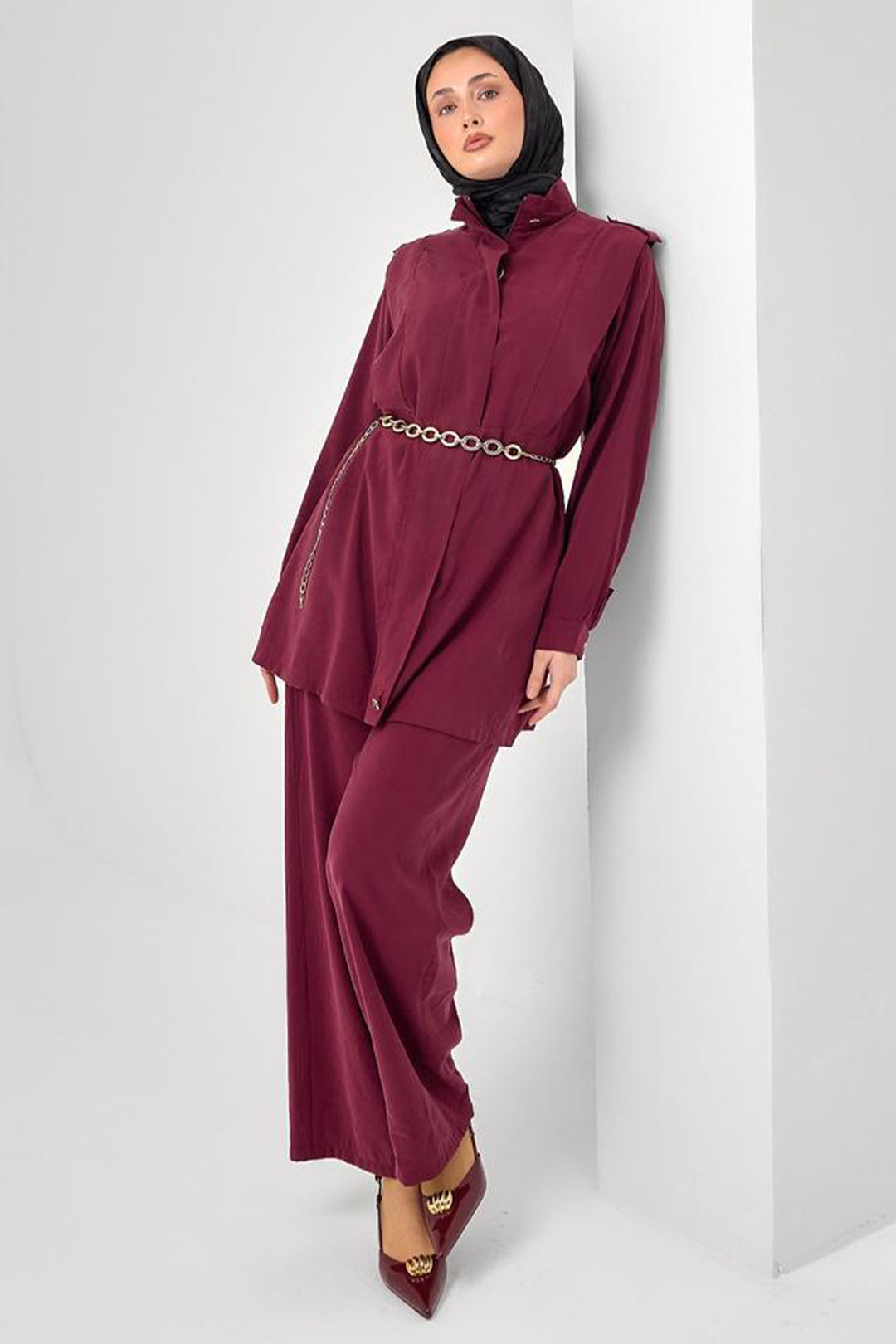 BNG Women Tesettür İkili Takım N7202 Bordo - San Buenaventura