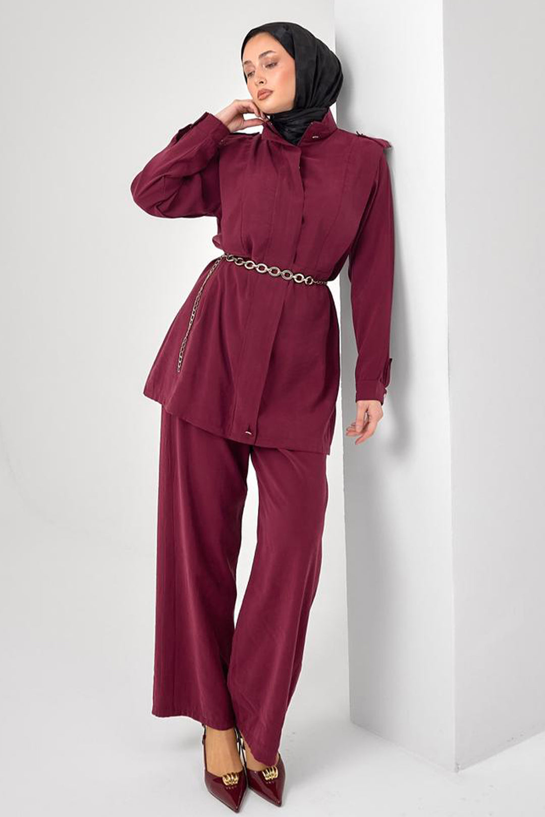 BNG Women Tesettür İkili Takım N7202 Bordo - San Buenaventura