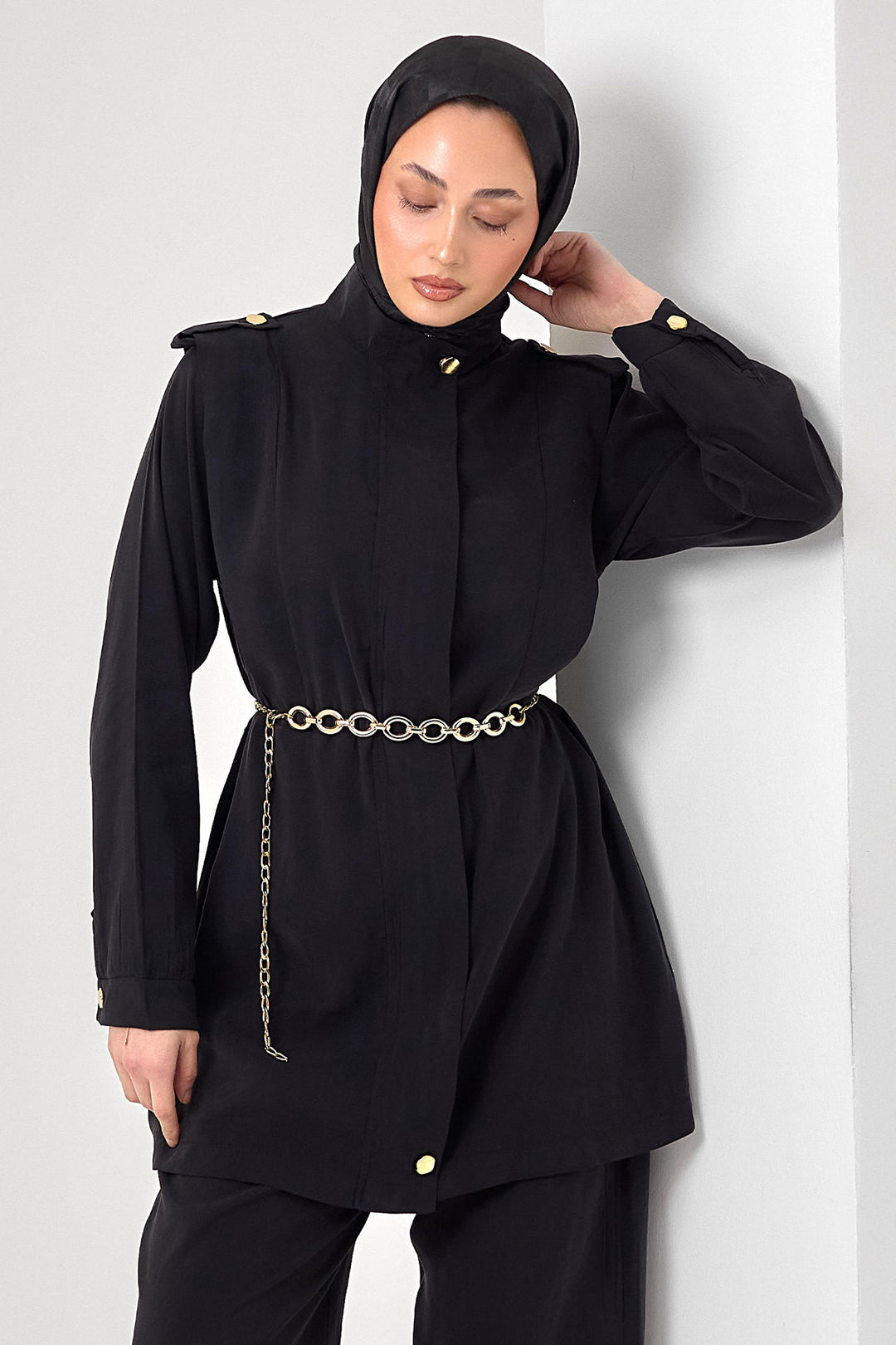 BNG Women Tesettür İkili Takım N7202 Siyah - Salinas Victoria