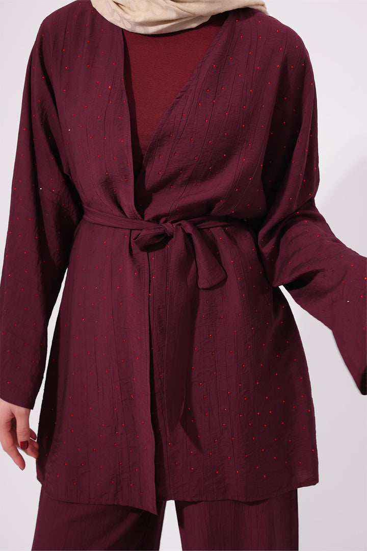 BNG Women Taşlı İkili Takım N7157 Bordo - Towson