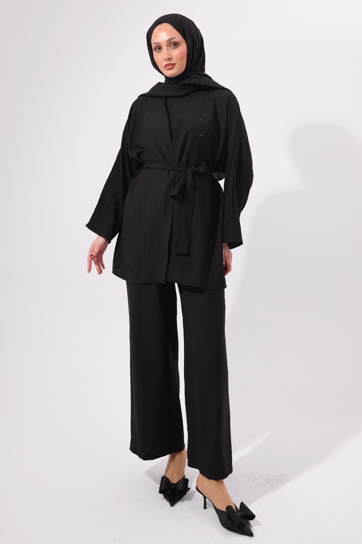 BNG Women Taşlı İkili Takım N7157 Siyah - Rochester