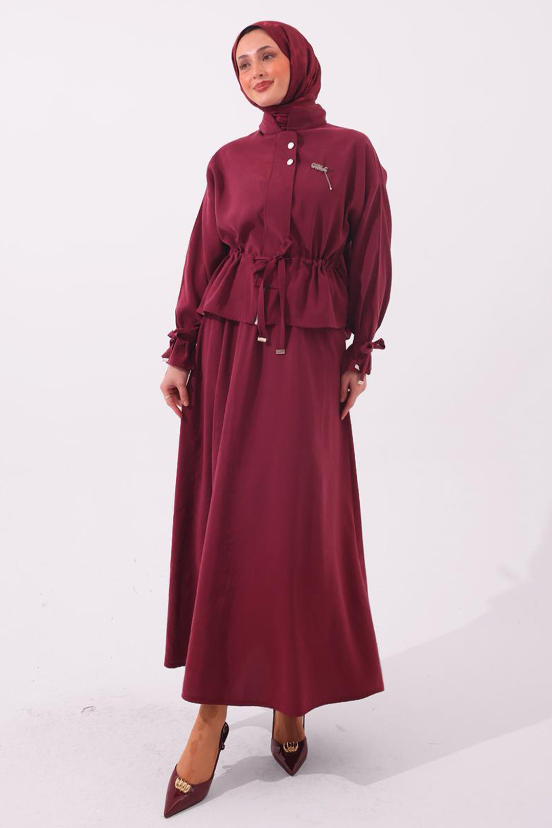 BNG Women Broşlu İkili Takım N7192 Bordo - Midvale