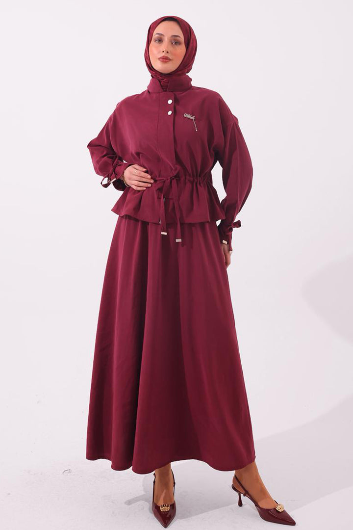 BNG Women Broşlu İkili Takım N7192 Bordo - Midvale