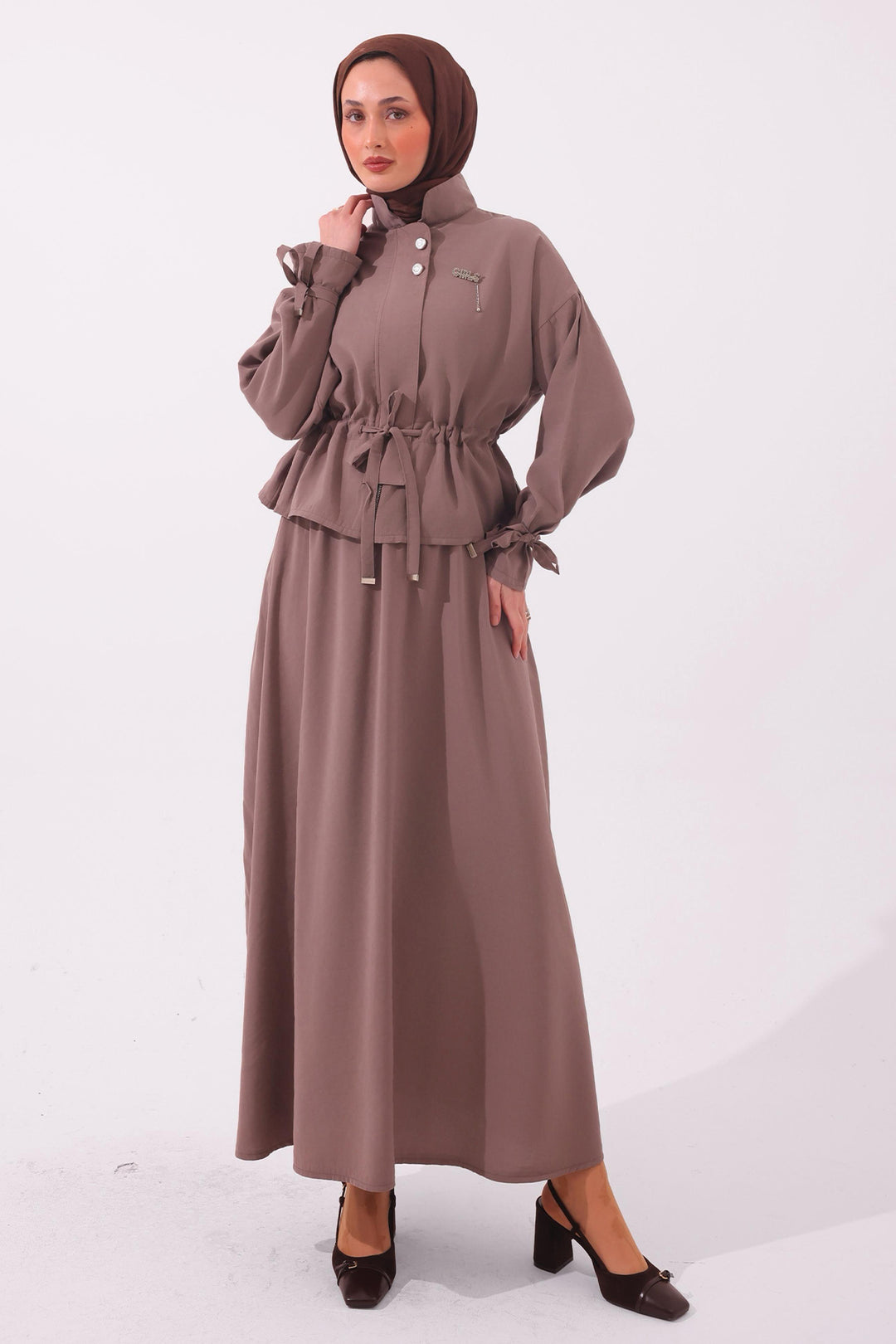 BNG Women Broşlu İkili Takım N7192 Vizon - Cuenca