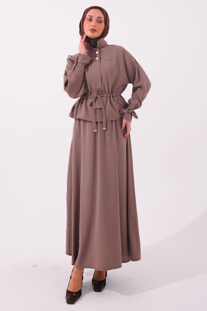 BNG Women Broşlu İkili Takım N7192 Vizon - Cuenca