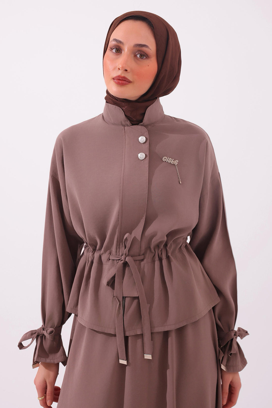 BNG Women Broşlu İkili Takım N7192 Vizon - Cuenca