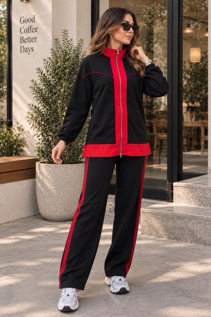BNG Women Basic Fermuarlı Takım N8320 Siyah - Mâcon