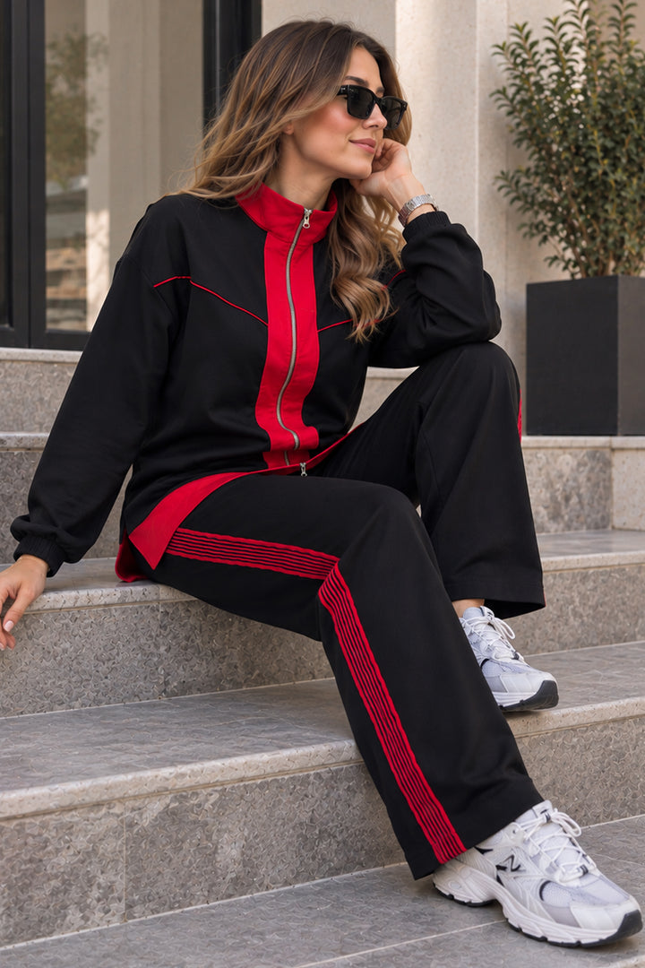 BNG Women Basic Fermuarlı Takım N8320 Siyah - Mâcon