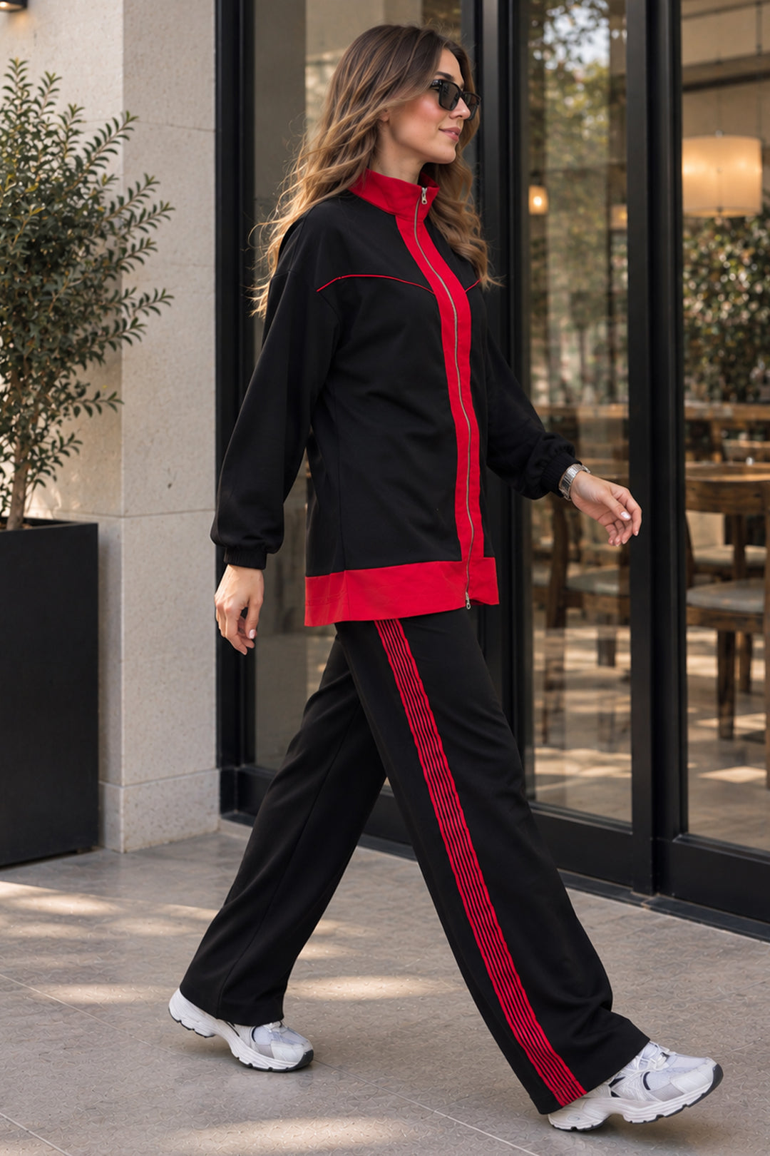BNG Women Basic Fermuarlı Takım N8320 Siyah - Bethlehem