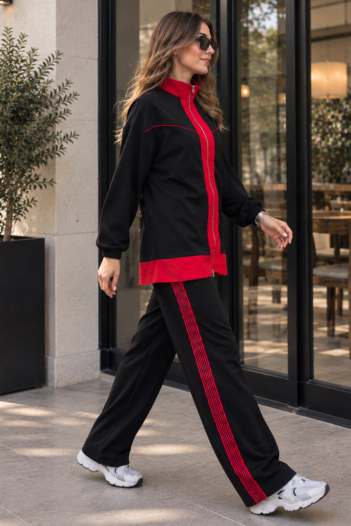 BNG Women Basic Fermuarlı Takım N8320 Siyah - Mâcon