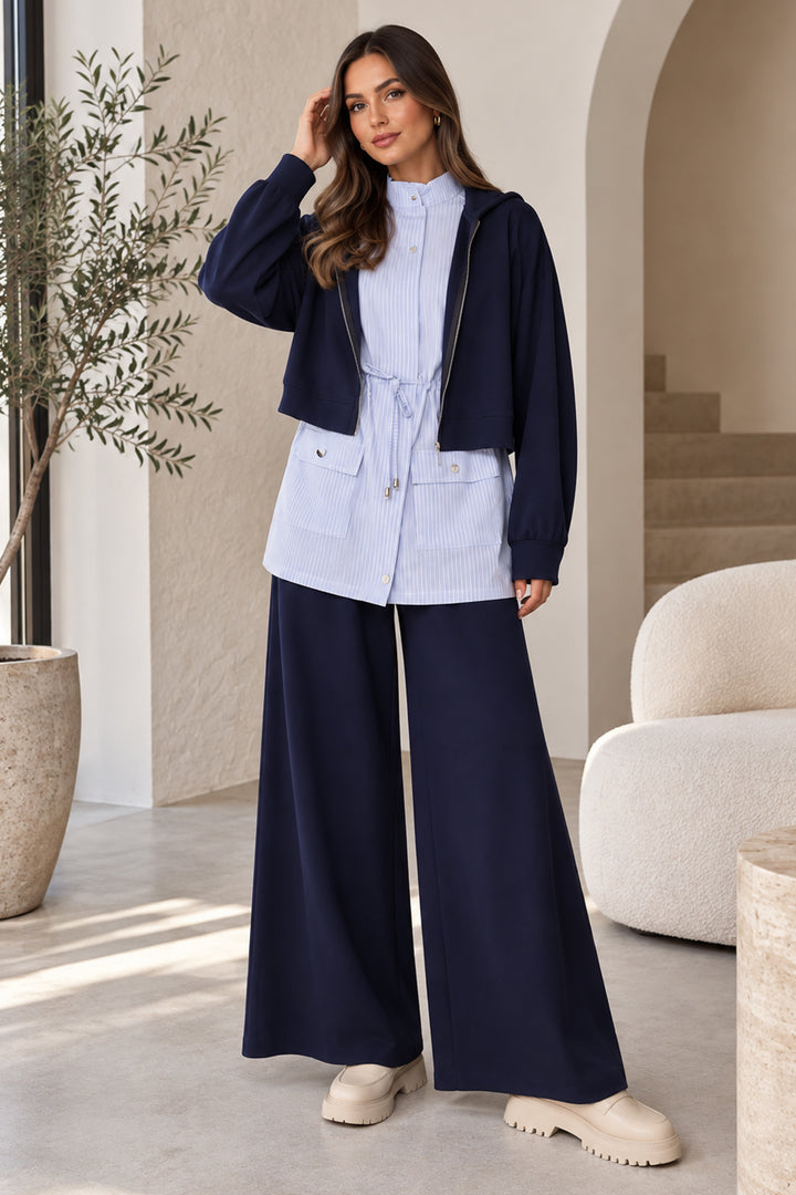 BNG Women Çizgili Üçlü Modal Takım N8309 Lacivert - San Bruno