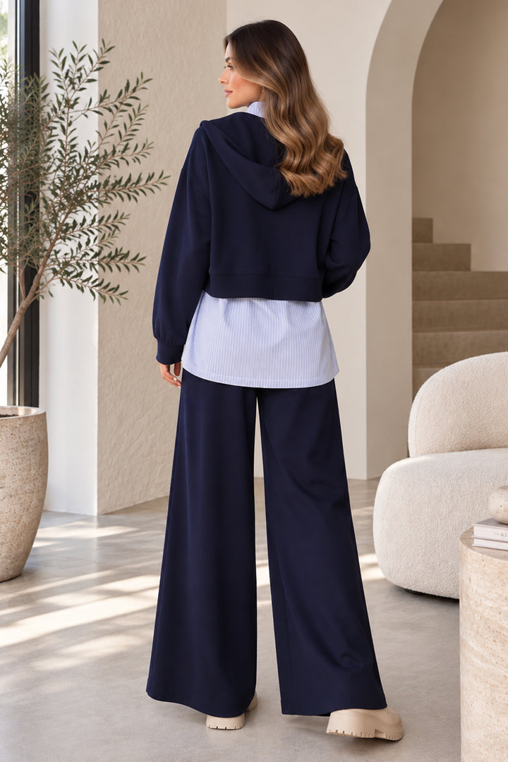 BNG Women Çizgili Üçlü Modal Takım N8309 Lacivert - San Bruno