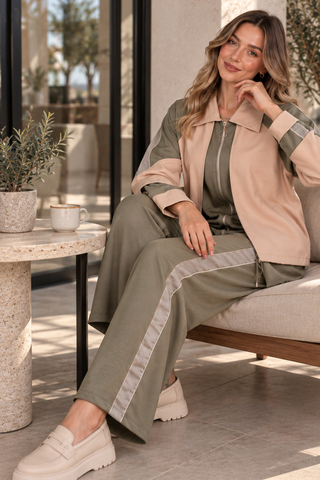 BNG Women Basic Şeritli İkili Takım N8316 Çağla - Nordhausen