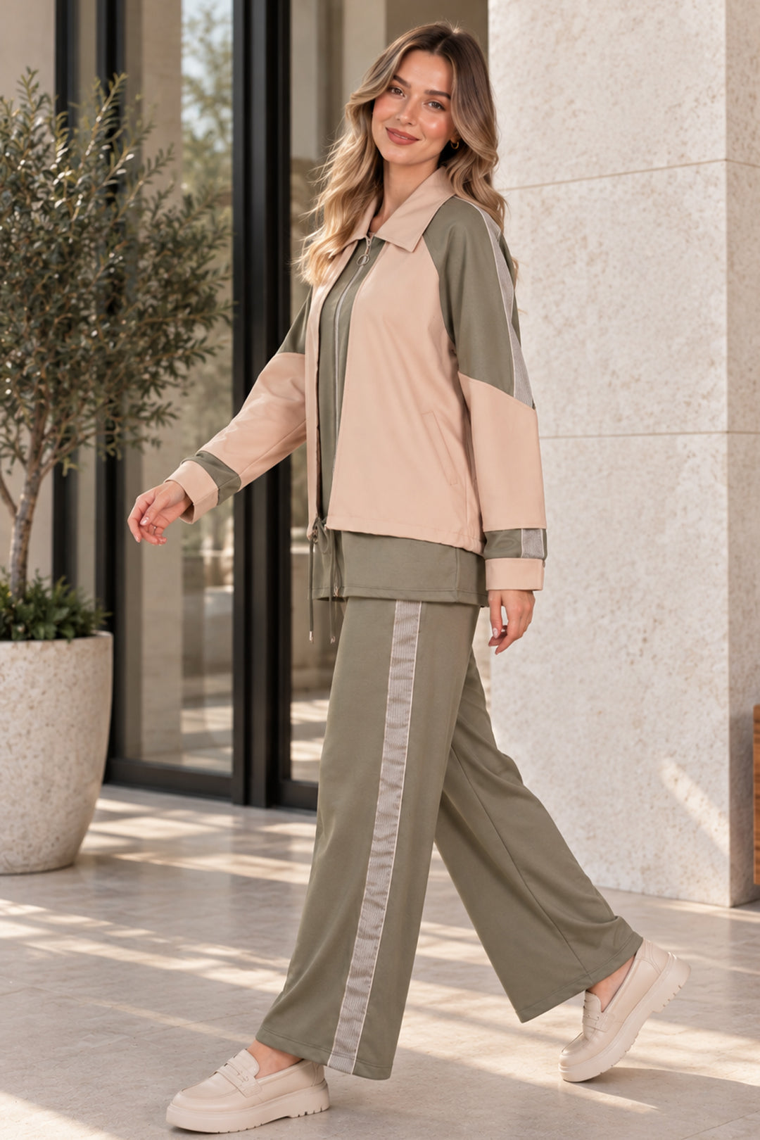 BNG Women Basic Şeritli İkili Takım N8316 Çağla - Nordhausen