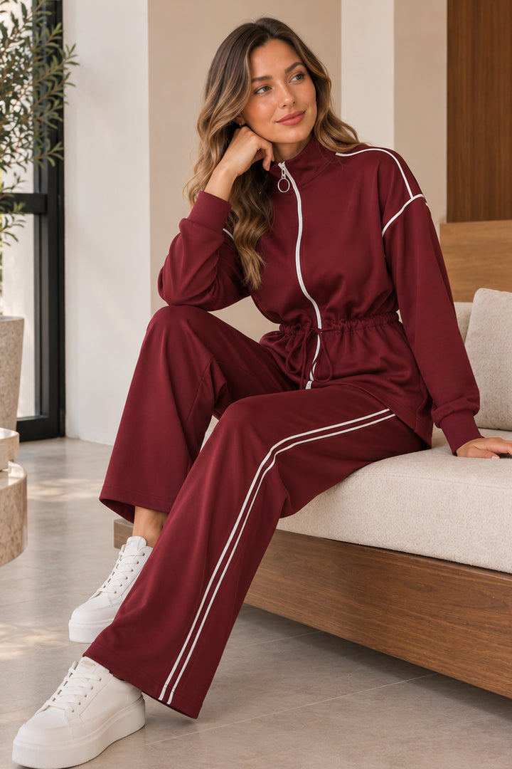 BNG Women Fermuarlı  Modal İkili Takım N8291 Mürdüm - Quinte West