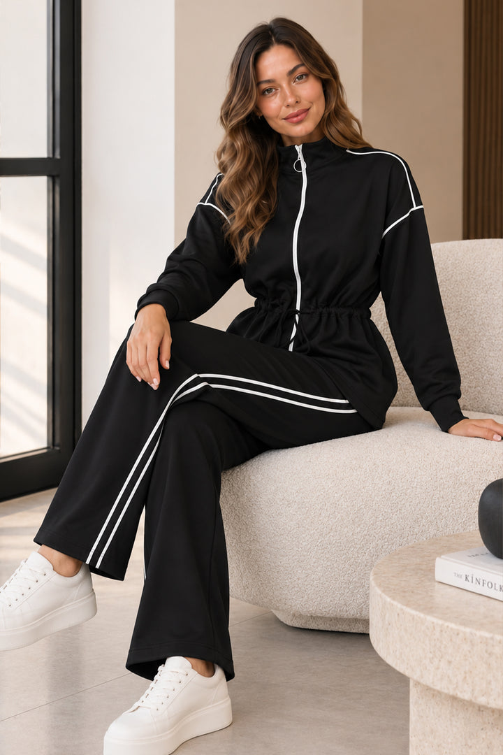 BNG Women Fermuarlı  Modal İkili Takım N8291 Siyah - Deventer