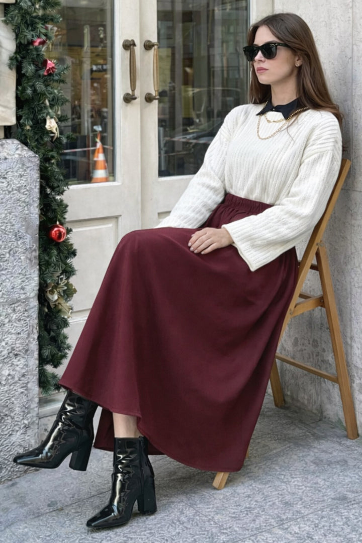 BNG Women Modal Etek N218 Bordo - Rosenberg