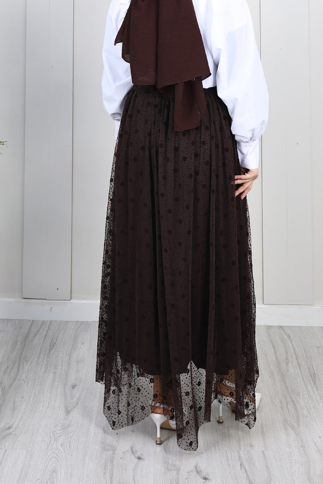 BNG Women Flok Tül Etek N2700 Kahverengi - Seraing