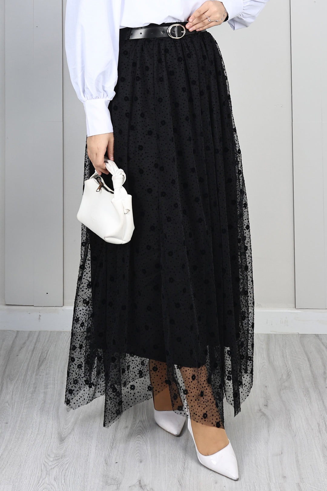 BNG Women Flok Tül Etek N2700 Siyah - Talence