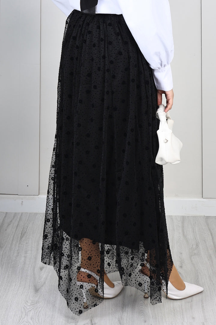 BNG Women Flok Tül Etek N2700 Siyah - Talence