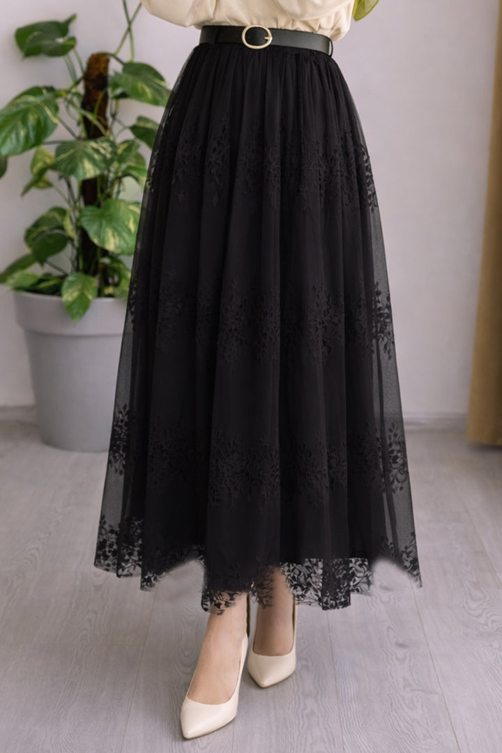 BNG Women Flok Tül Etek N2698 Siyah - San Gabriel