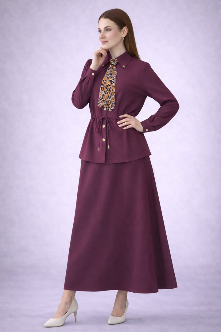 BNG Women Fularlı İkili Takım N7193 Bordo - Margate