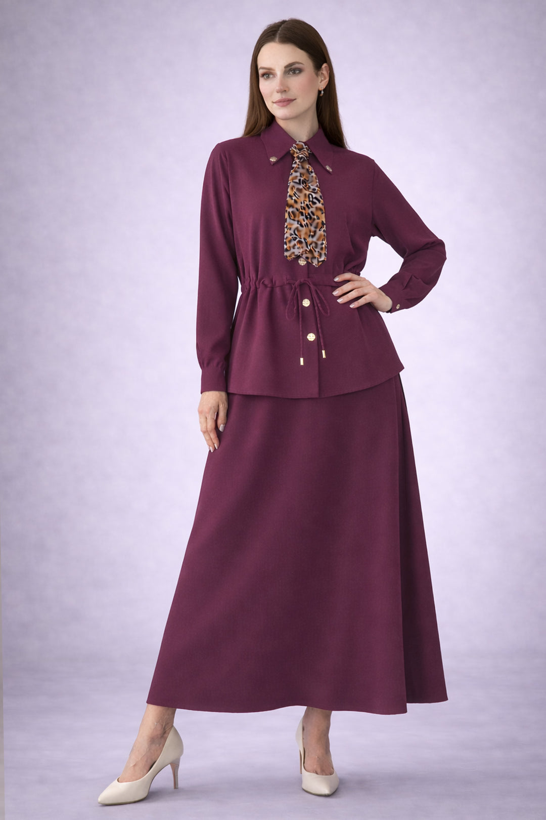 BNG Women Fularlı İkili Takım N7193 Bordo - Margate