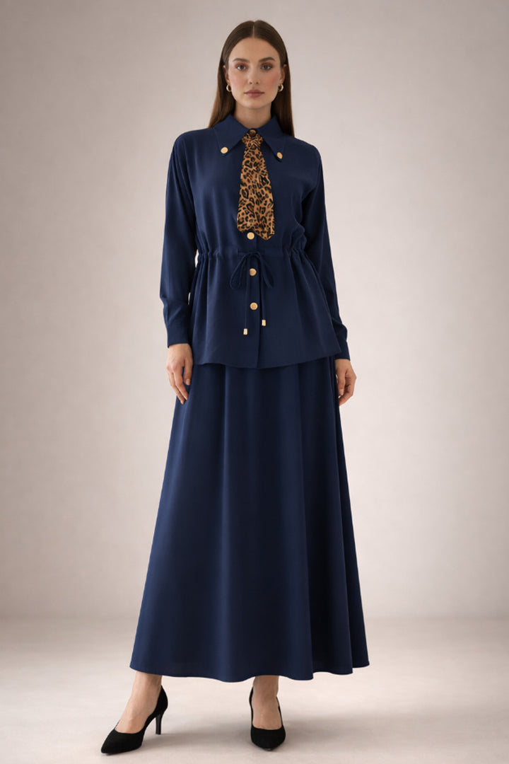 BNG Women Fularlı İkili Takım N7193 Lacivert - Freiberg
