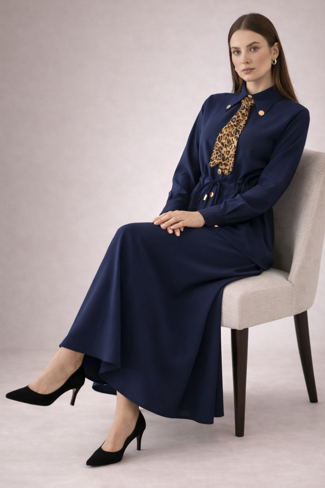 BNG Women Fularlı İkili Takım N7193 Lacivert - Freiberg