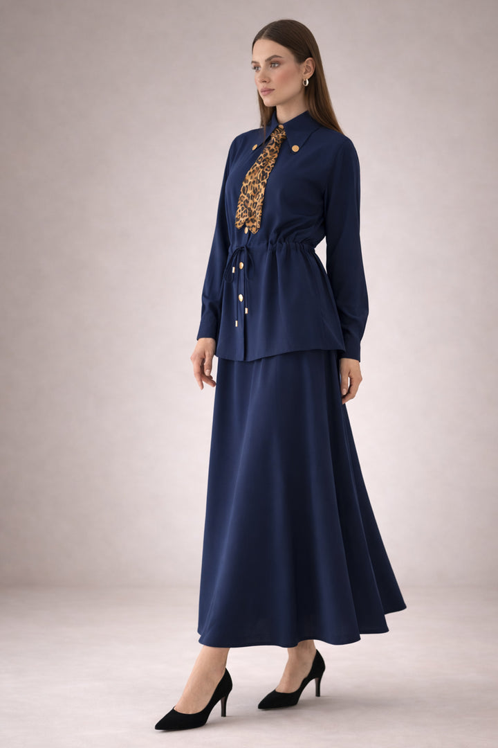 BNG Women Fularlı İkili Takım N7193 Lacivert - Freiberg