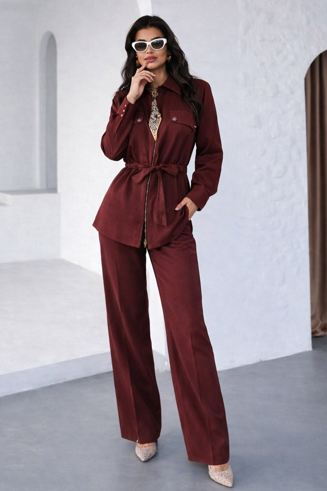 BNG Women Fularlı İkili Takım N2671 Bordo - Sioux City