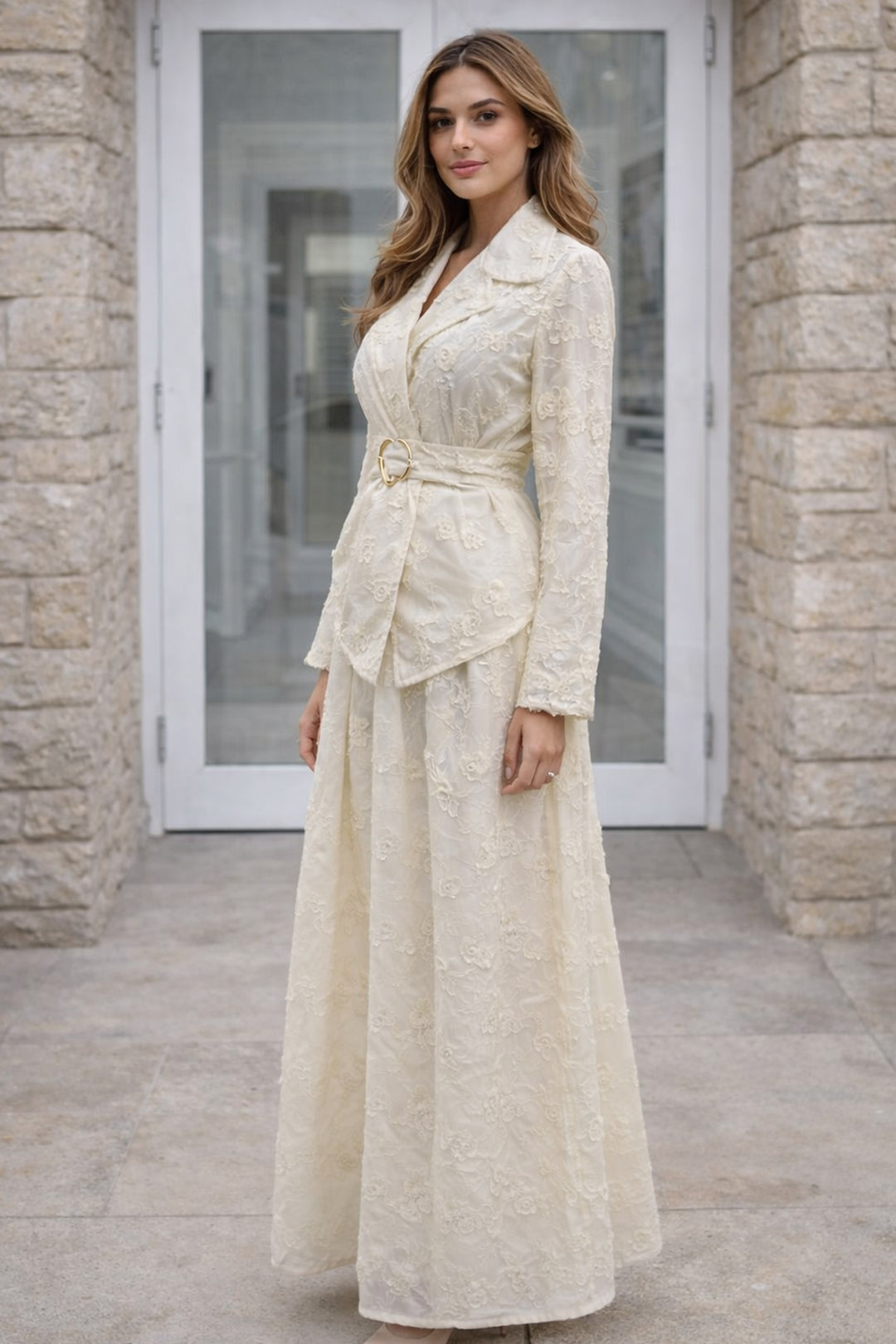BNG Women Kabartmalı Brodetakım N8112 Krem - Salisbury