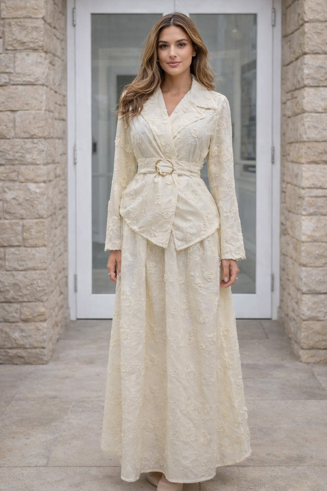 BNG Women Kabartmalı Brodetakım N8112 Krem - Salisbury
