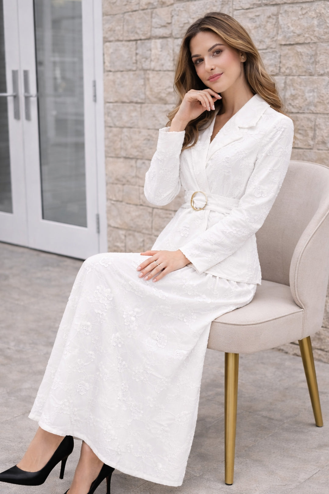 BNG Women Kabartmalı Brodetakım N8112 Beyaz - Villepinte