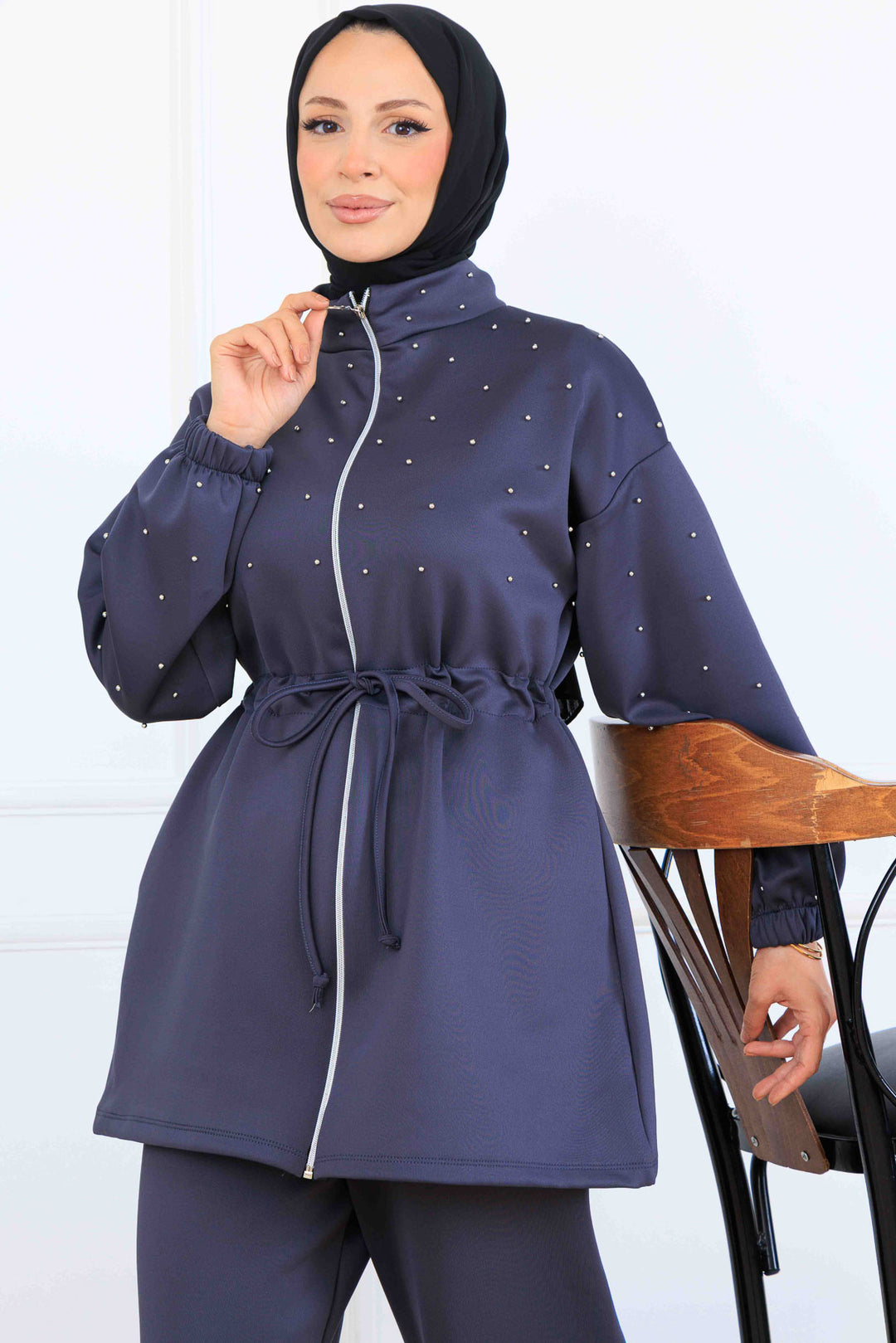 BNG Women Bead-Detailed Scuba Two-Piece Set N5361 Anthracite - Campobasso