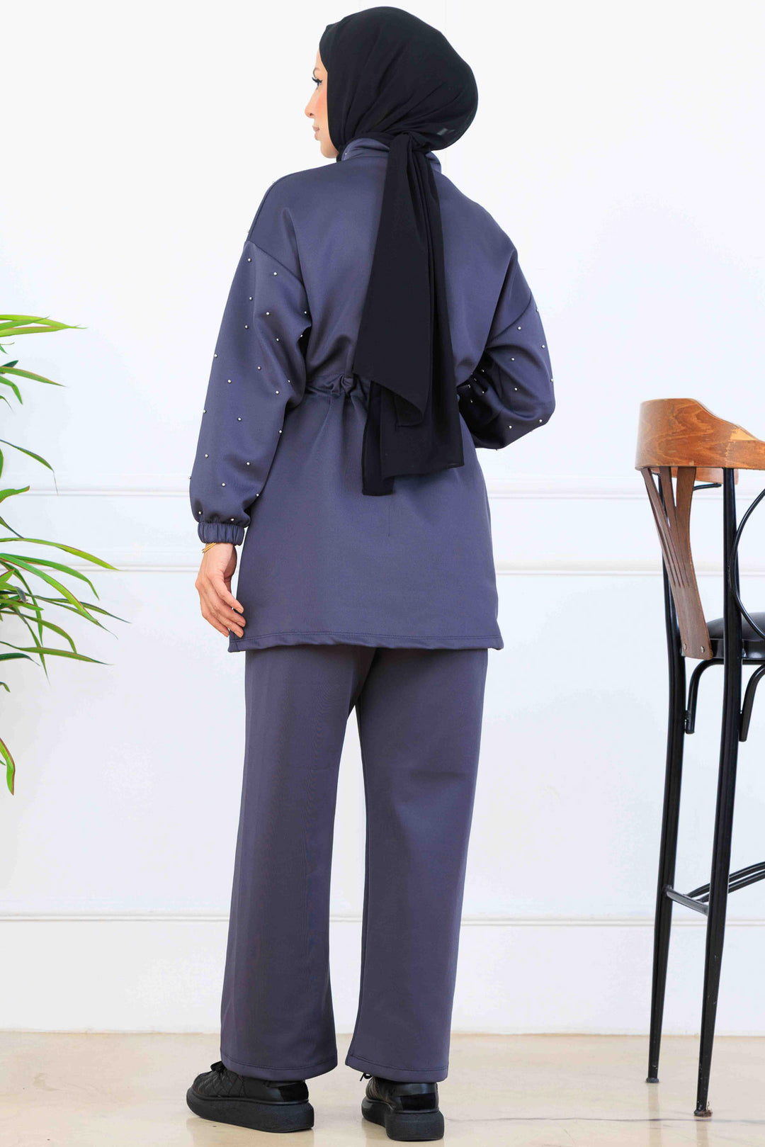 BNG Women Bead-Detailed Scuba Two-Piece Set N5361 Anthracite - Campobasso