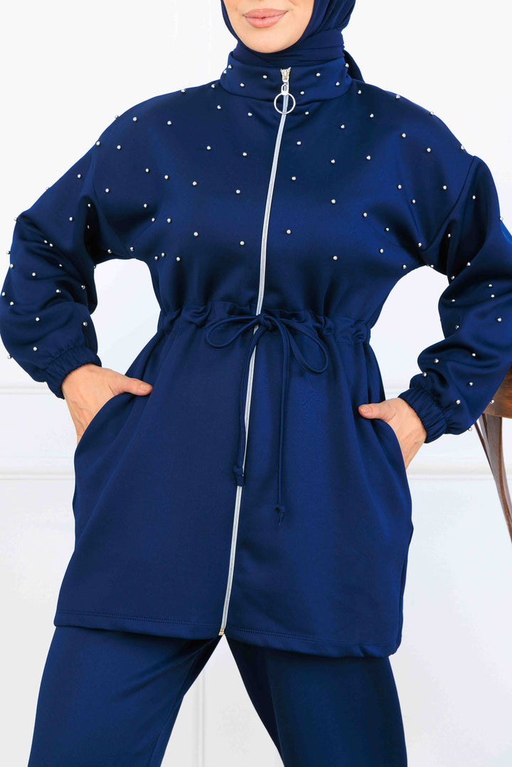 BNG Women Bead-Detailed Scuba Two-Piece Set N5361 Navy - Moorhead