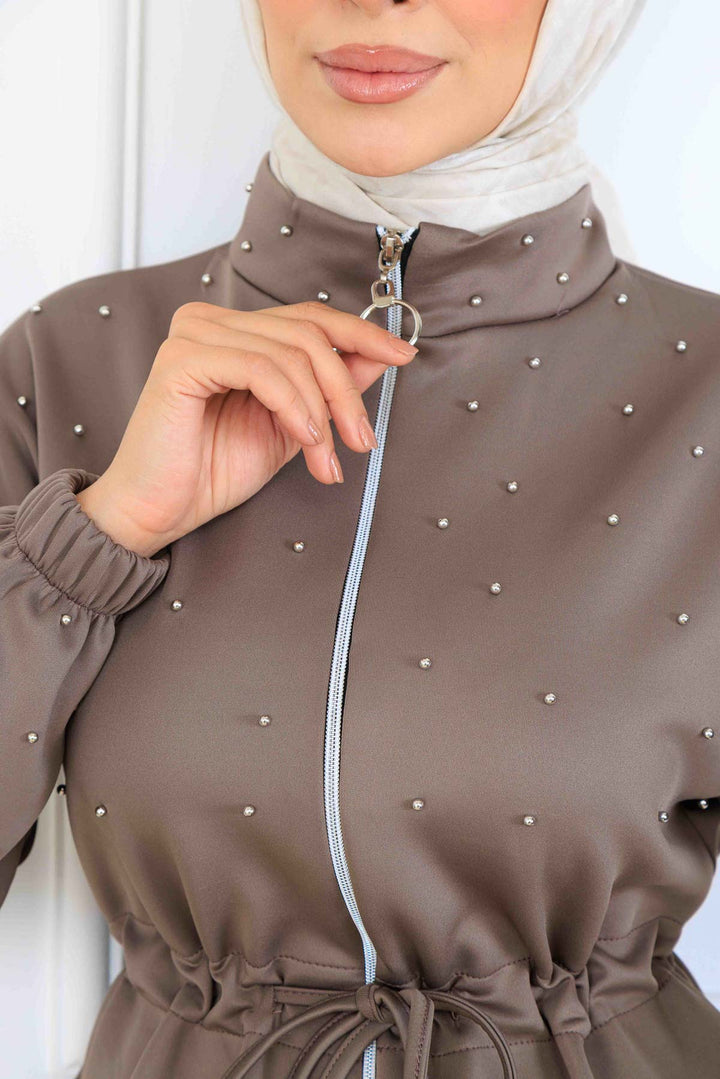 BNG Women Bead-Detailed Scuba Two-Piece Set N5361 Mink - Springfield