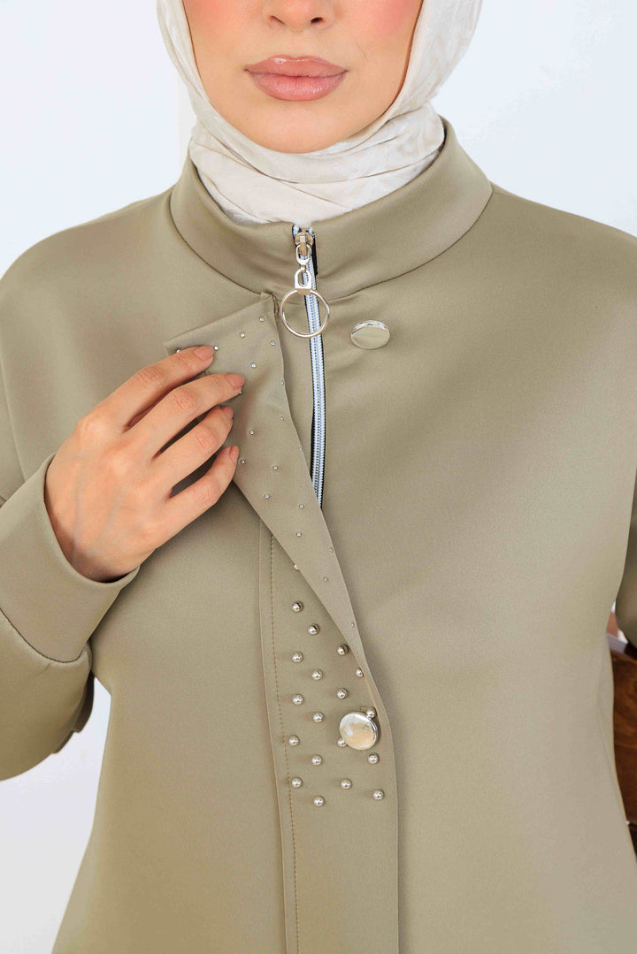 BNG Women Bead Detailed Scuba Two Piece Set N5334 Sage Green - Mitcham