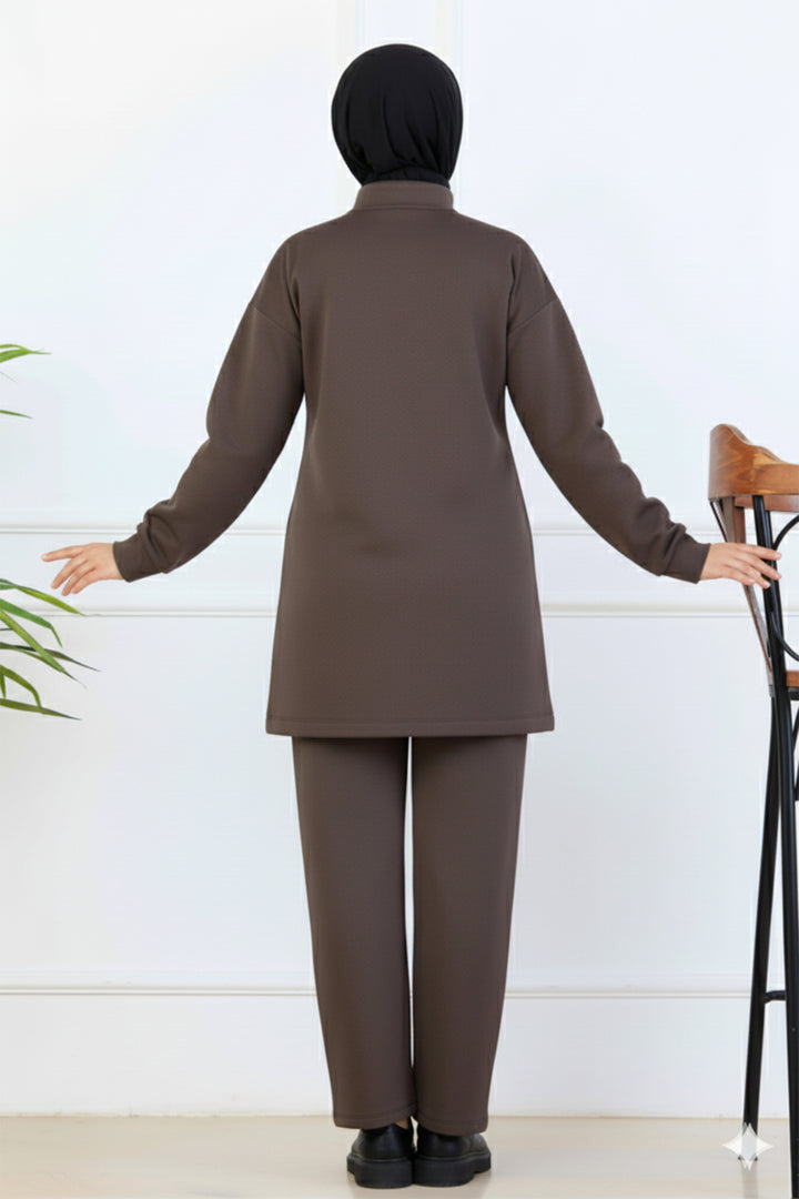 BNG Women Bead-Detailed Scuba Two-Piece Set N5334 Brown - Reading