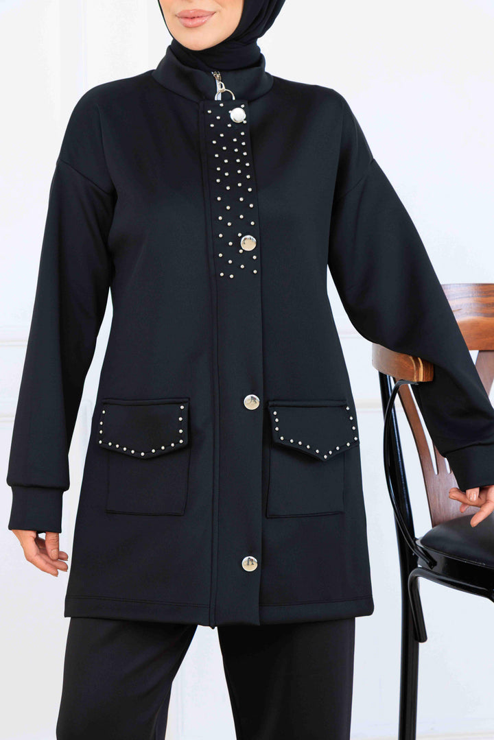 BNG Women Bead-Detailed Scuba Two-Piece Set N5334 Black - Pleasant Hill