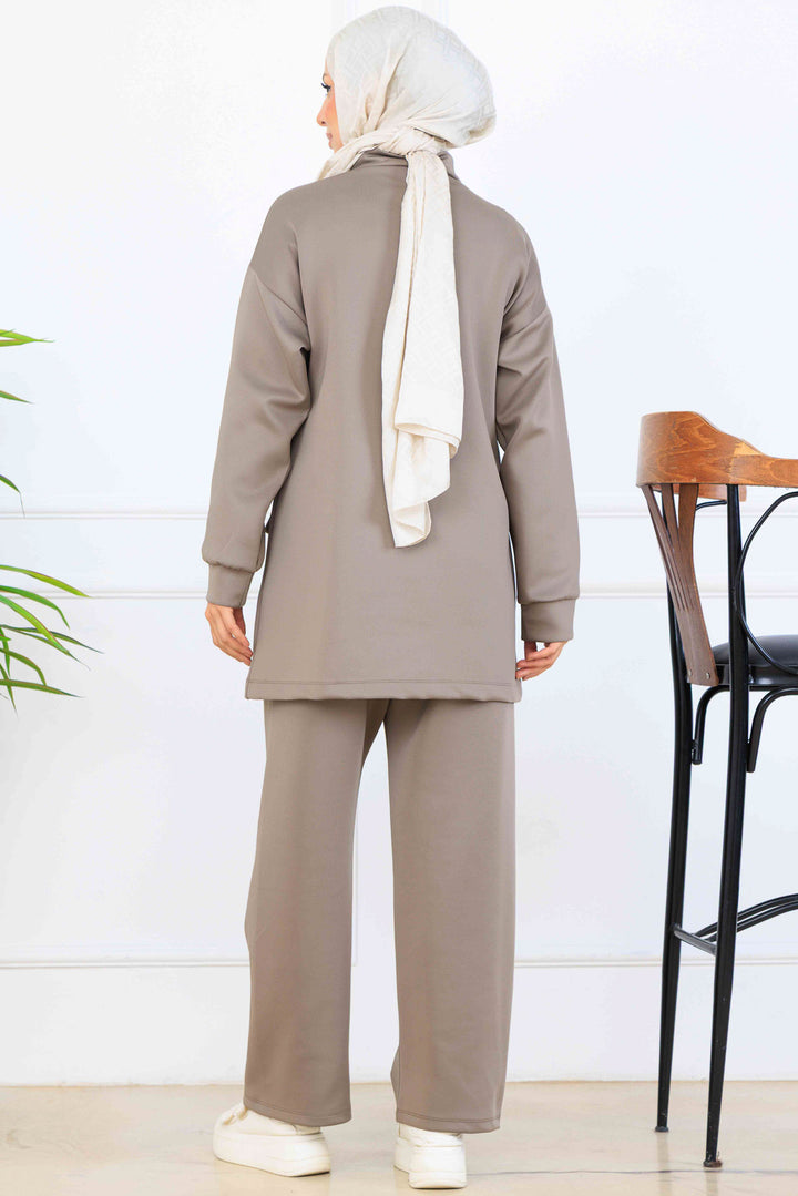 BNG Women Bead Detailed Scuba Twin Set N5334 Mink - Marino