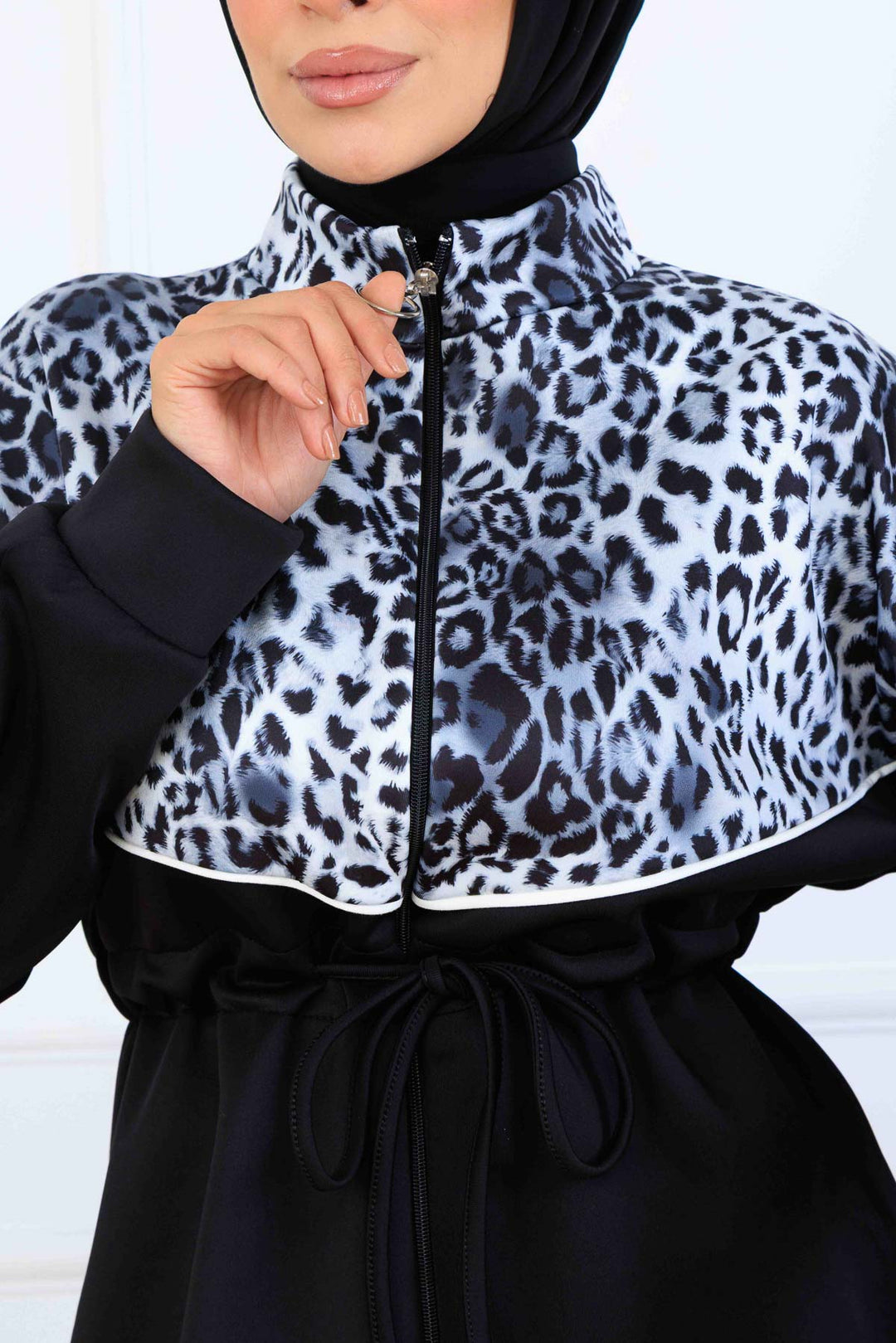 BNG Women Leopar Desenli Scuba İkili Takım N5357 Siyah - Andria