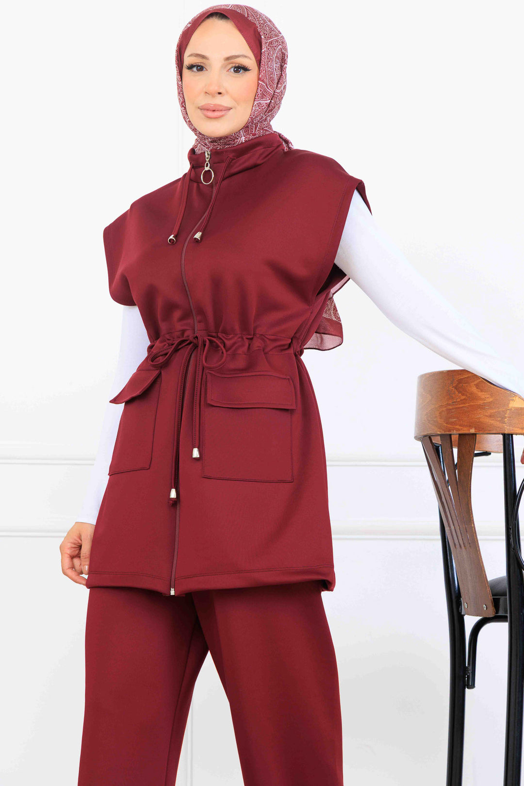 BNG Women Tied Scuba Two Piece Set N5375 Burgundy - Ormond Beach