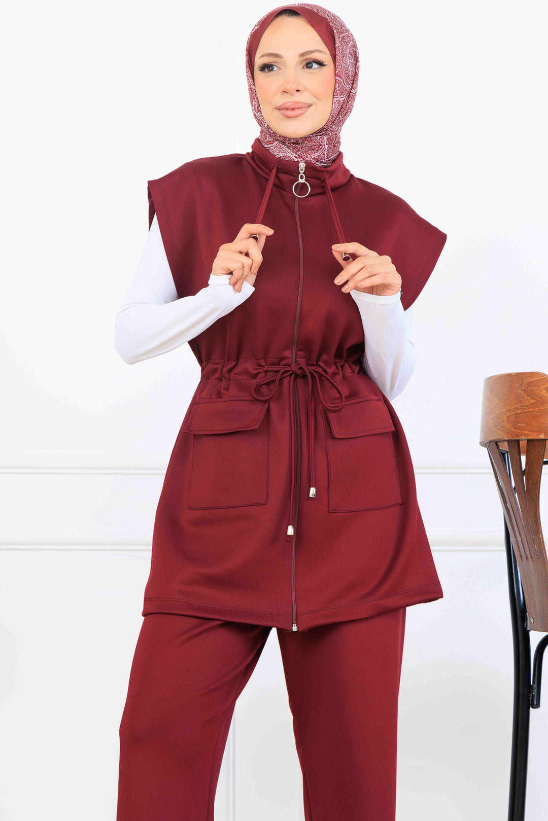 BNG Women Tied Scuba Two Piece Set N5375 Burgundy - Ormond Beach