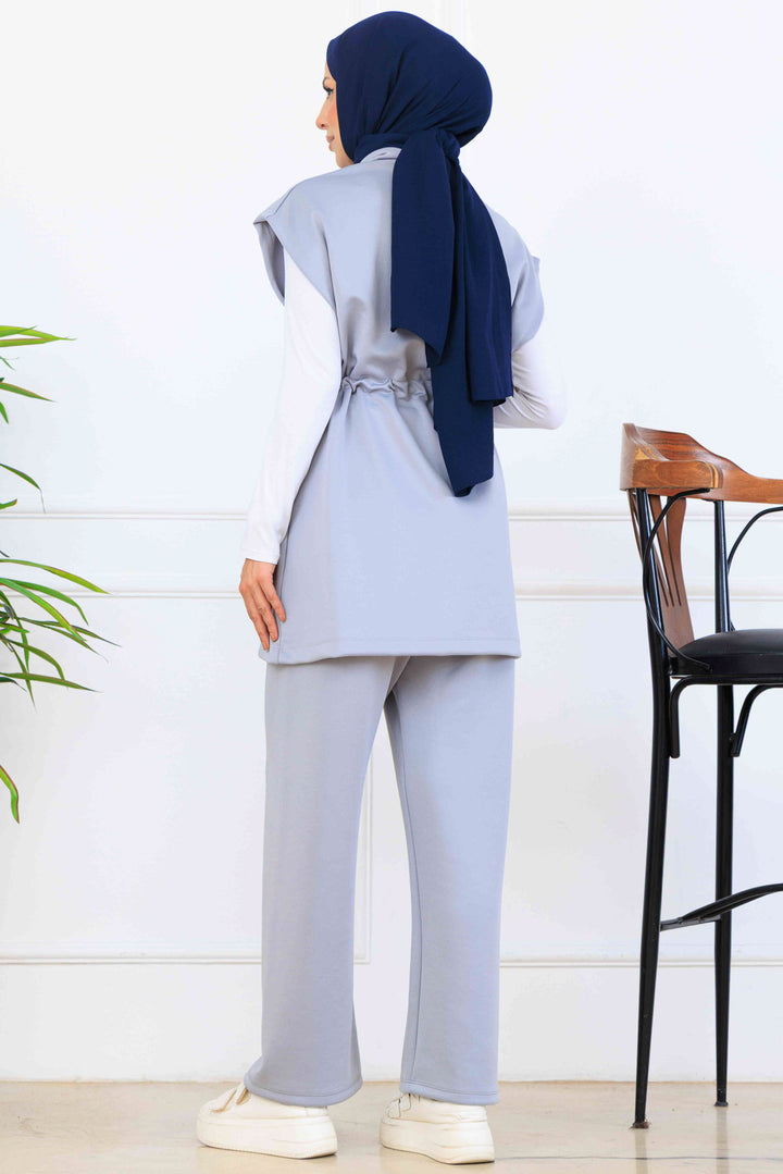 BNG Women Belted Scuba Two Piece Set N5375 Gray - Athis-Mons