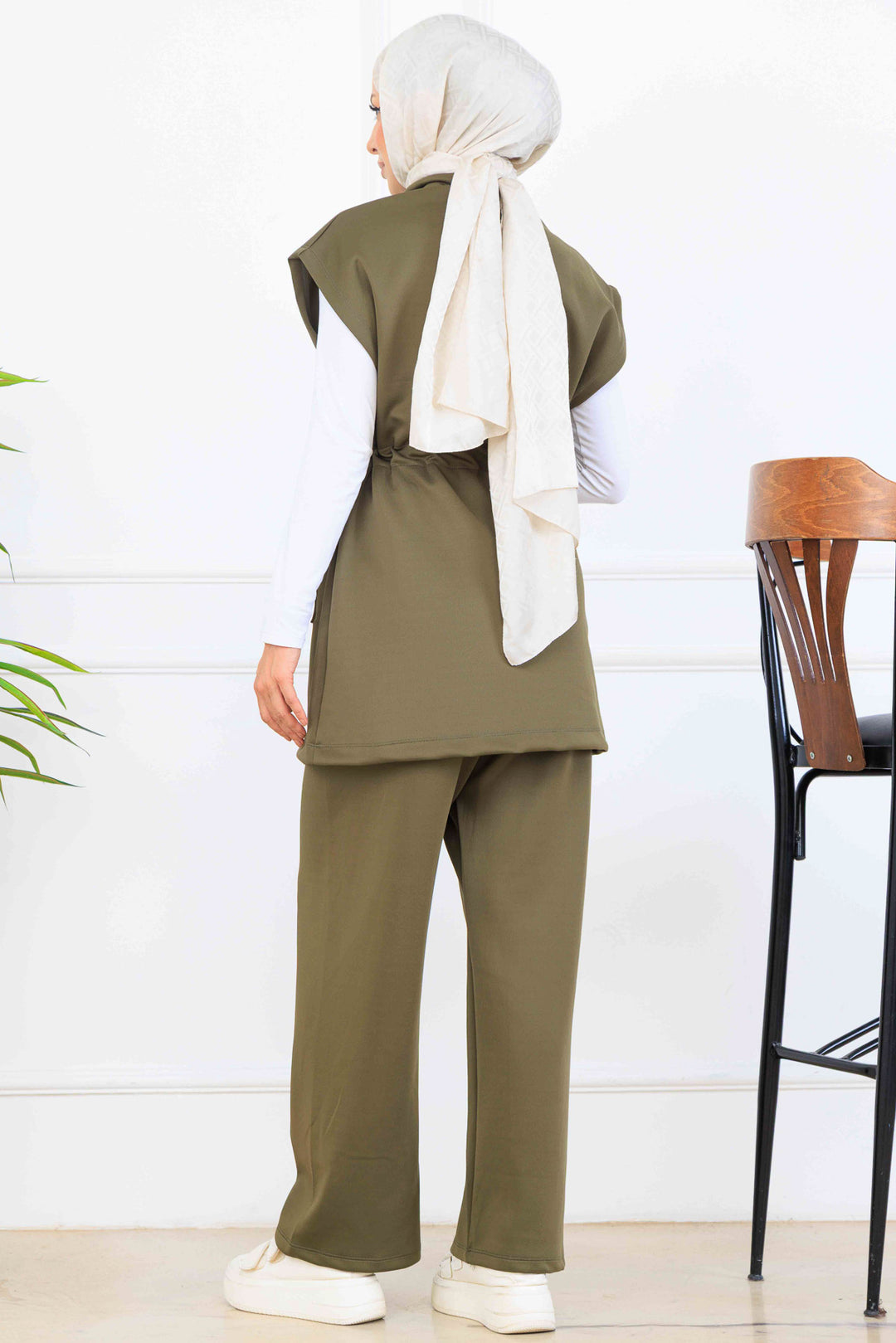 BNG Women Tied Waist Scuba Two Piece Set N5375 Khaki - Utrera