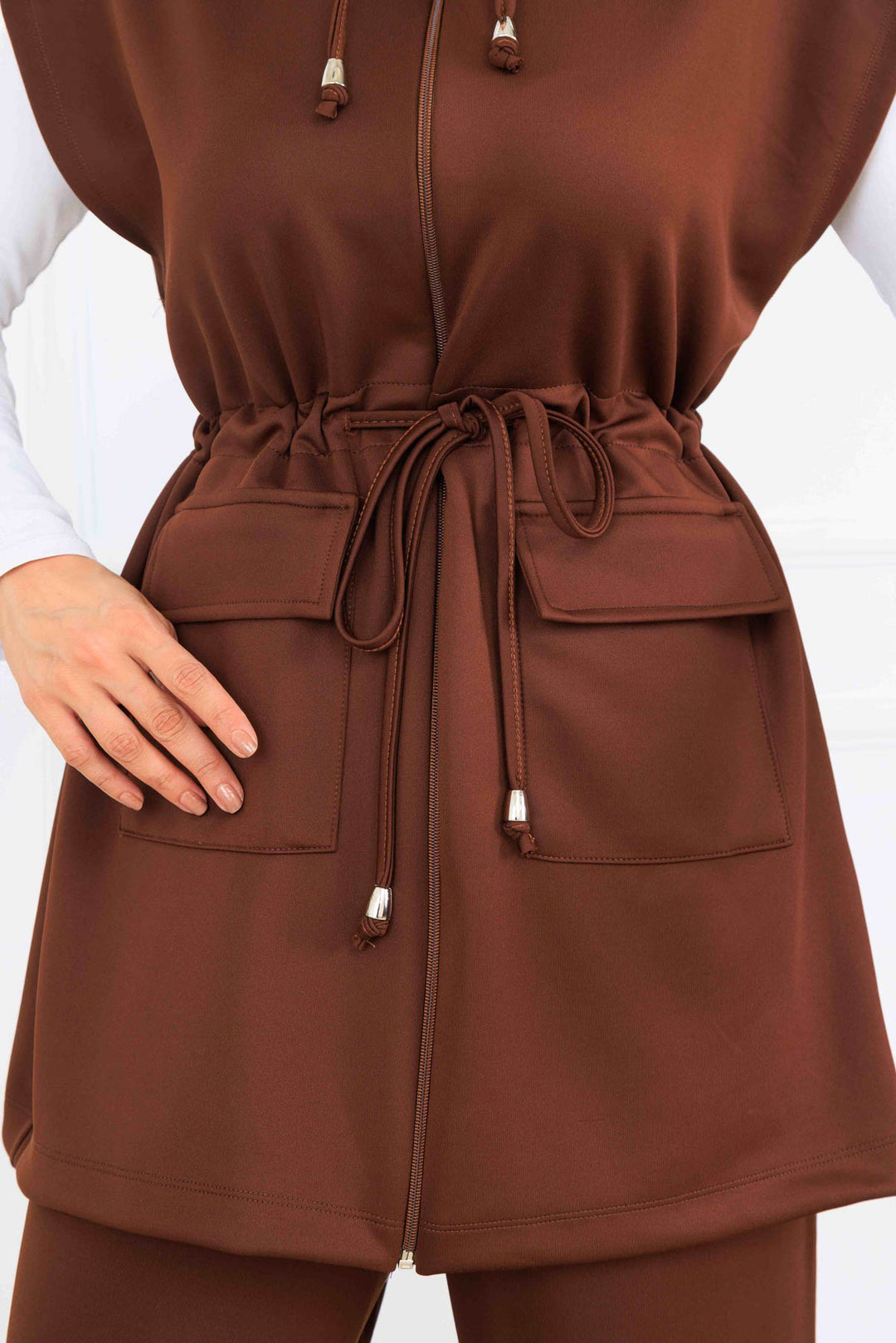 BNG Women Brown Belted Scuba Two Piece Set N5375 - Saint-Chamond